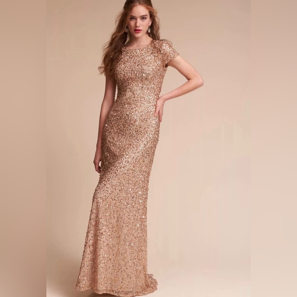 Adrianna Papell Women's Short-Sleeve All Over Sequin Gown